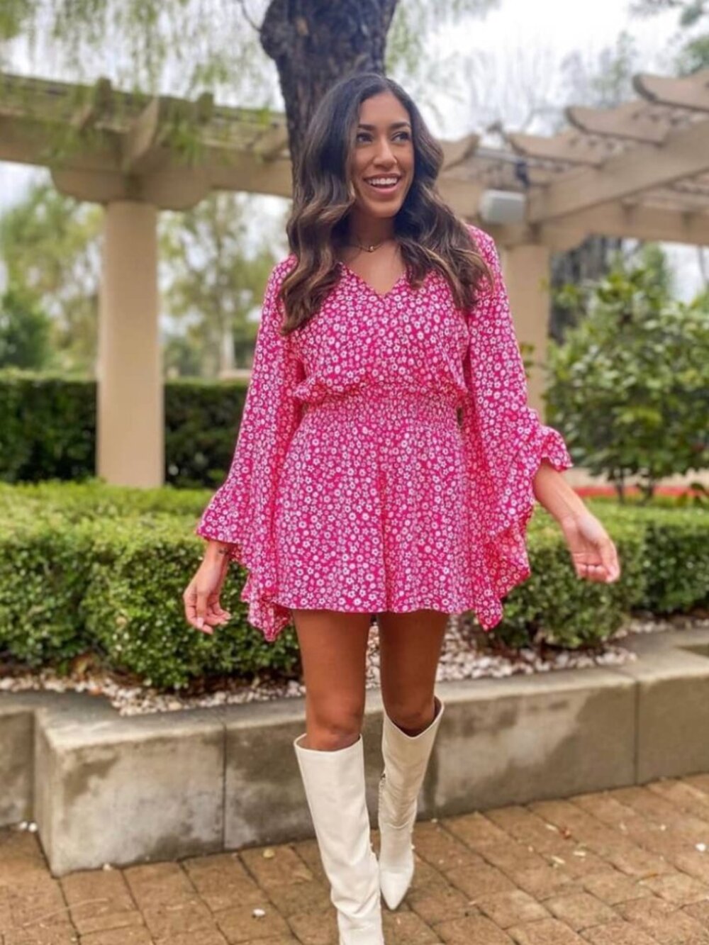 I Keep Hoping Ditsy Floral Pink Romper
